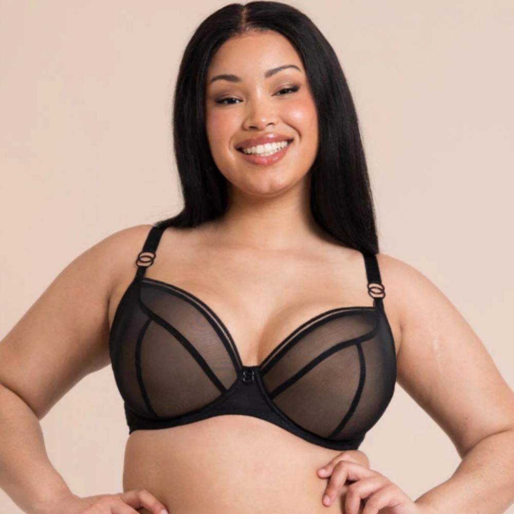 NEW Curvy Kate Lifestyle Plunge Sheer Mesh Black Bra Sz 38G (UK 38F) Lingerie - Picture 4 of 11